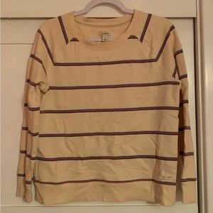 LL Bean Striped Cream Crewneck Sweatshirt Women's Size Small